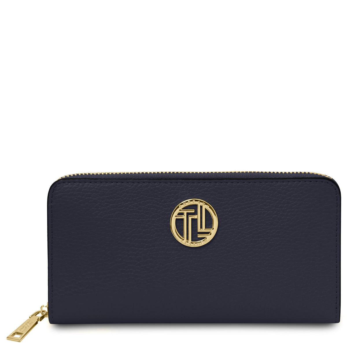 Portefeuille femme FINANCIER zippé en cuir grainé