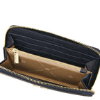 Portefeuille femme FINANCIER zippé en cuir grainé