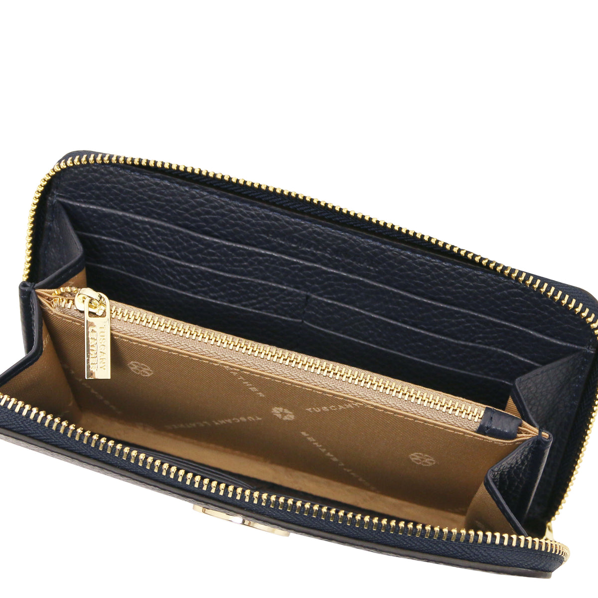 Portefeuille femme FINANCIER zippé en cuir grainé