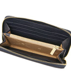 Portefeuille femme FINANCIER zippé en cuir grainé