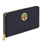Portefeuille femme FINANCIER zippé en cuir grainé