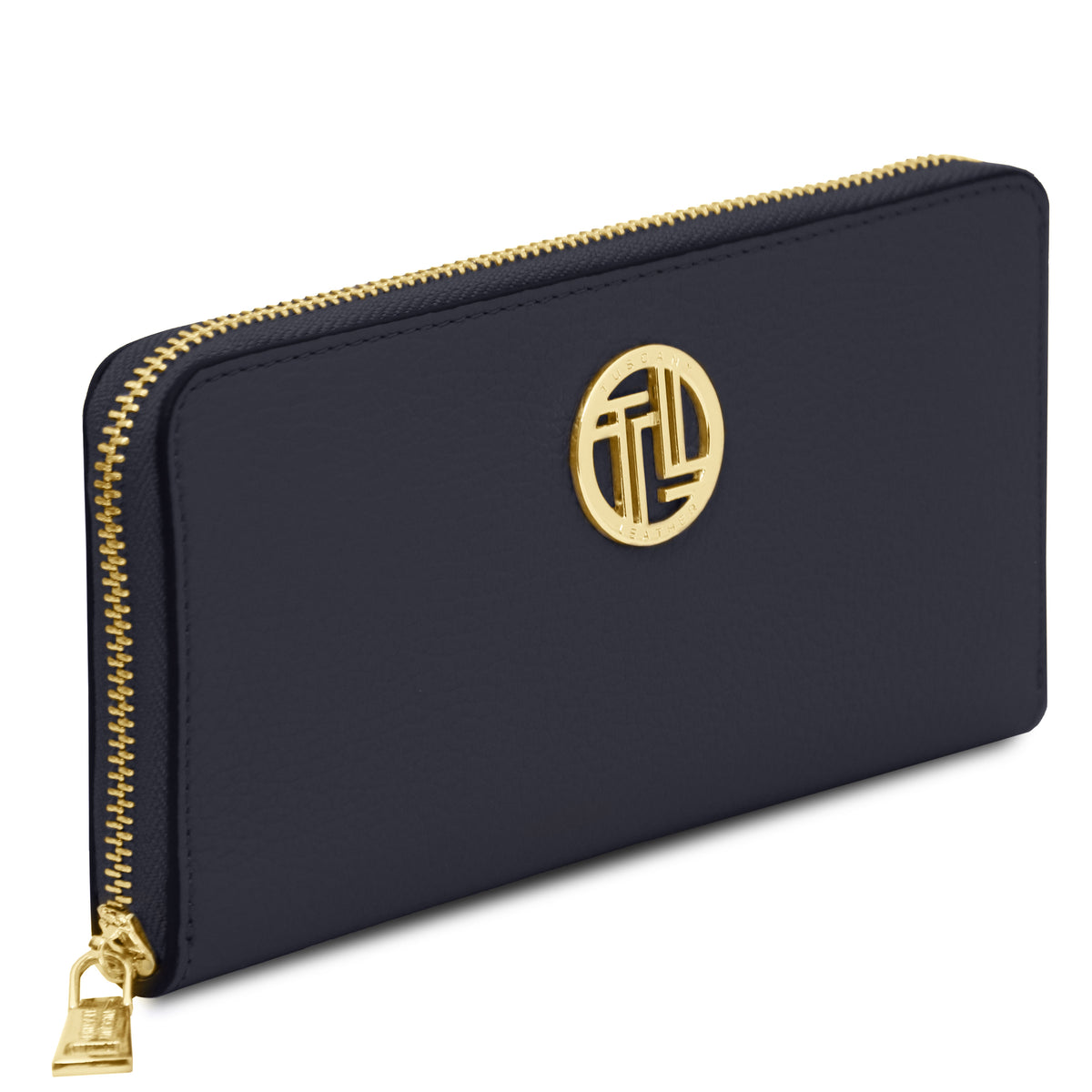 Portefeuille femme FINANCIER zippé en cuir grainé