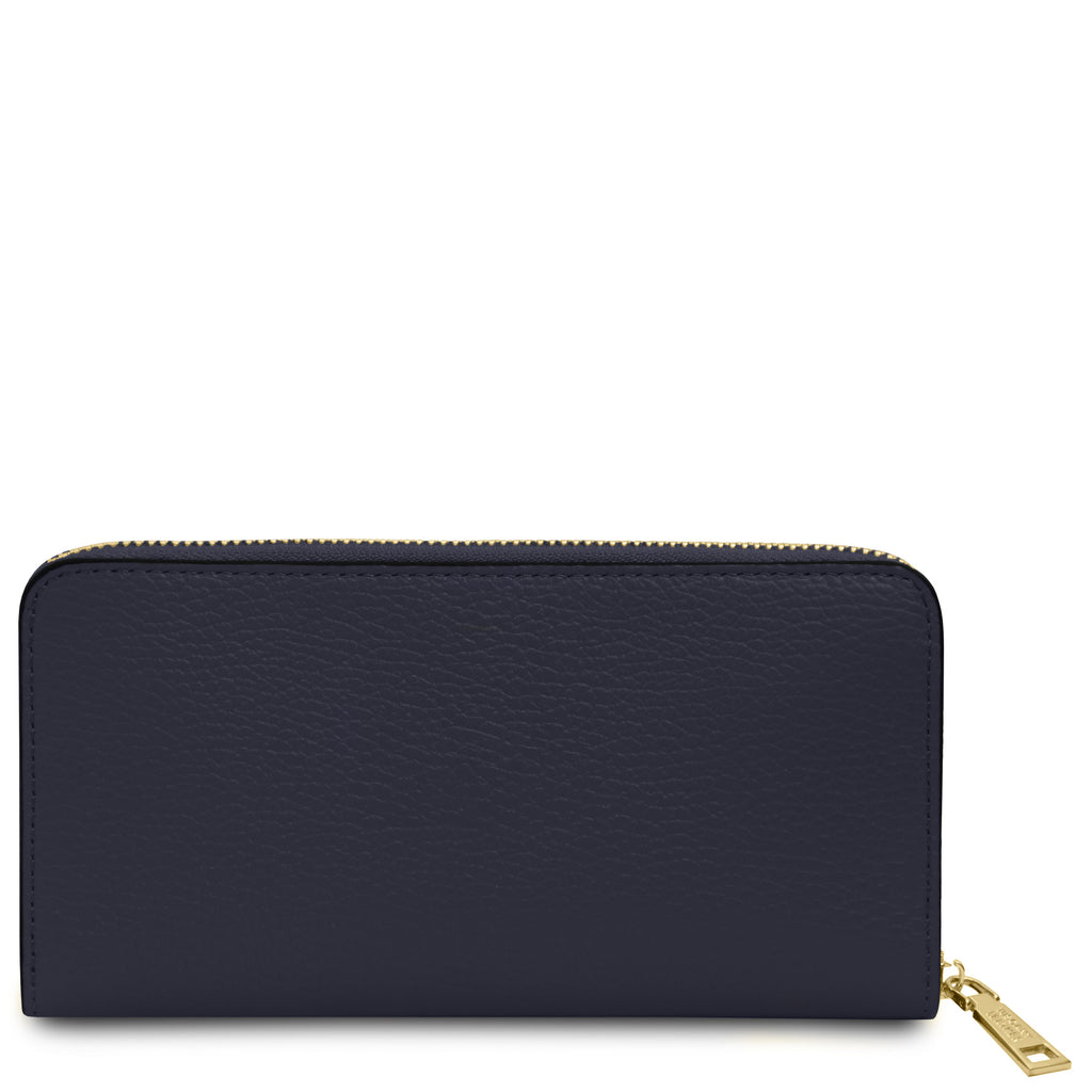 Portefeuille femme FINANCIER zippé en cuir grainé