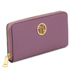 Portefeuille femme FINANCIER zippé en cuir grainé
