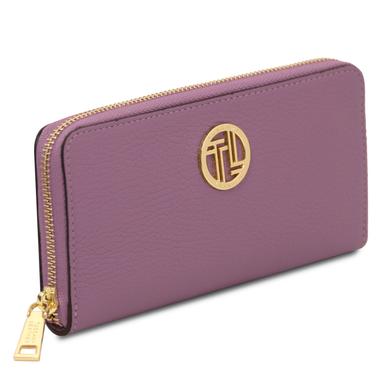 Portefeuille femme FINANCIER zippé en cuir grainé