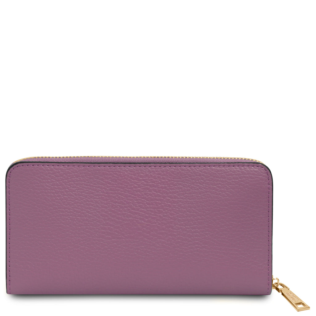 Portefeuille femme FINANCIER zippé en cuir grainé