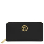 Portefeuille femme FINANCIER zippé en cuir grainé