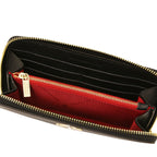 Portefeuille femme FINANCIER zippé en cuir grainé