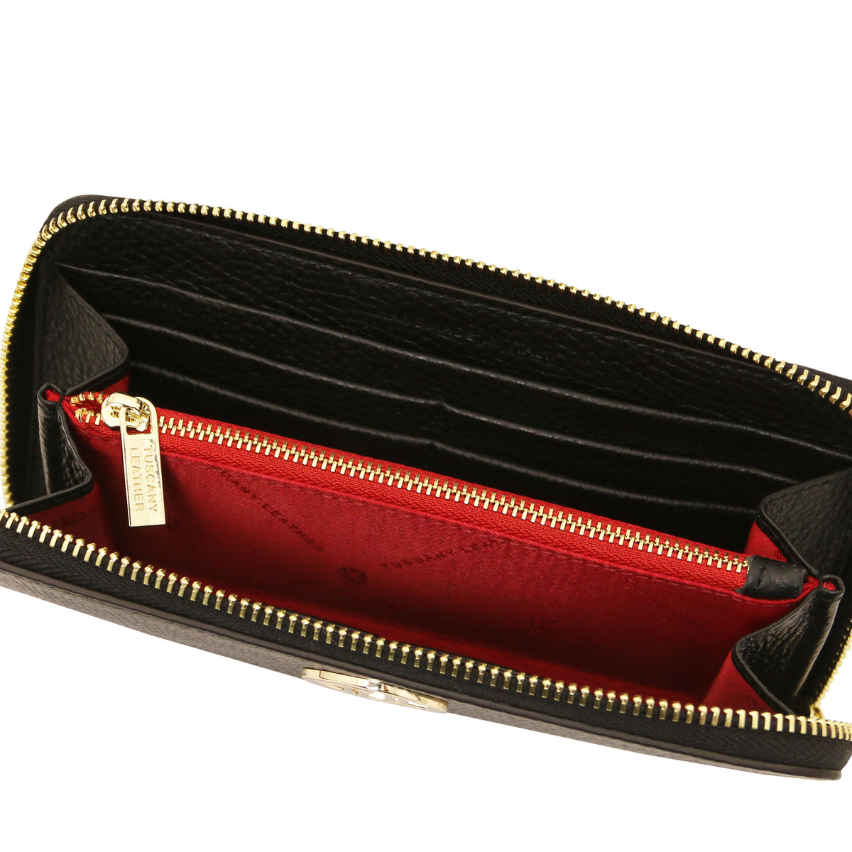 Portefeuille femme FINANCIER zippé en cuir grainé