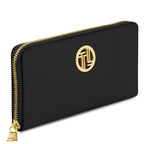 Portefeuille femme FINANCIER zippé en cuir grainé