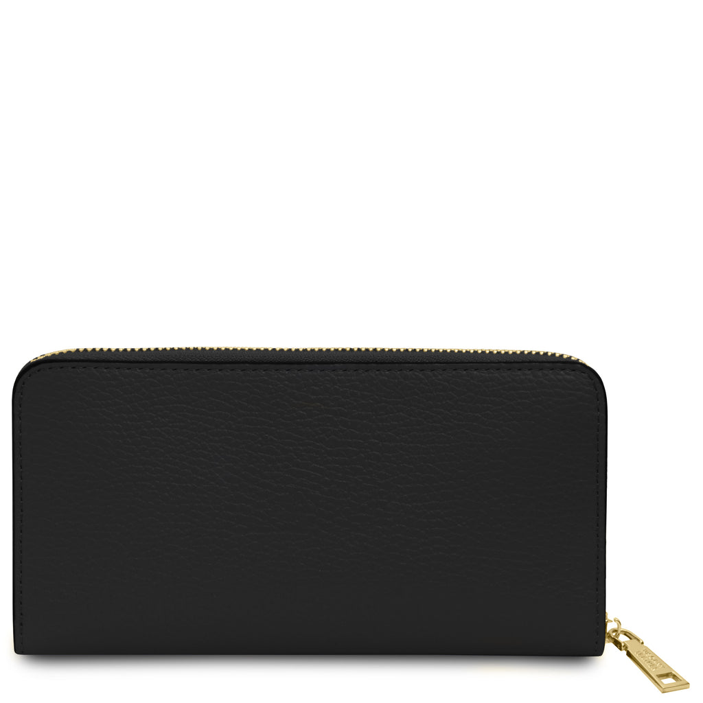 Portefeuille femme FINANCIER zippé en cuir grainé
