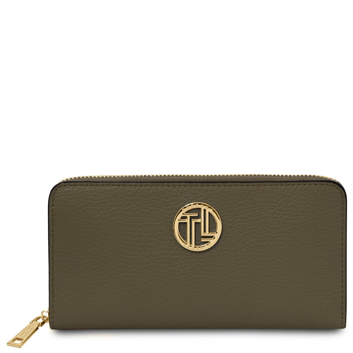 Portefeuille femme FINANCIER zippé en cuir grainé