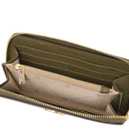 Portefeuille femme FINANCIER zippé en cuir grainé