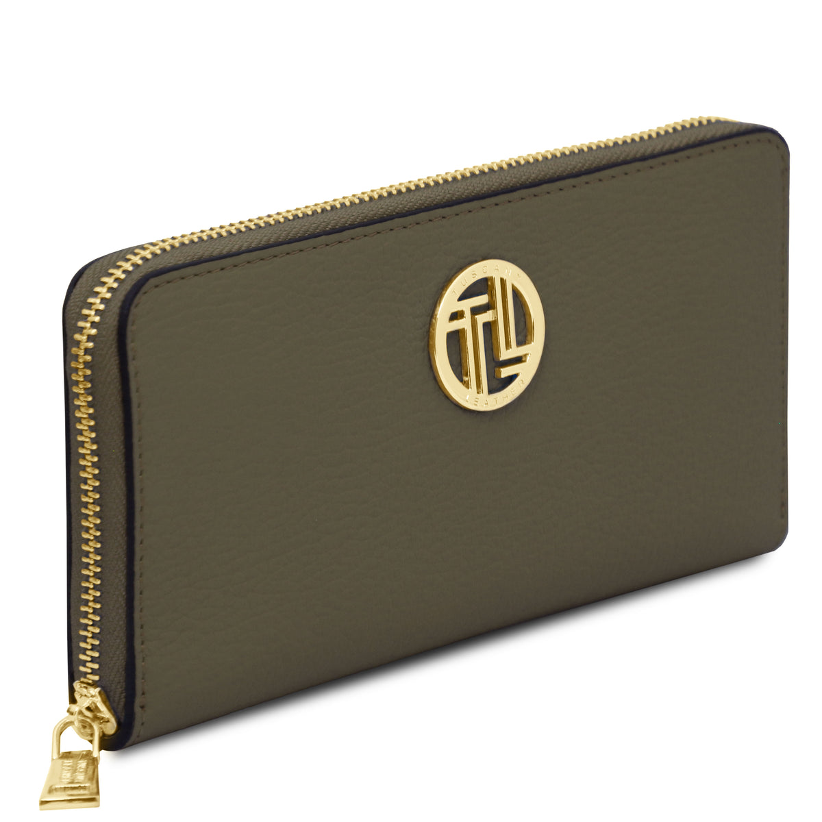 Portefeuille femme FINANCIER zippé en cuir grainé