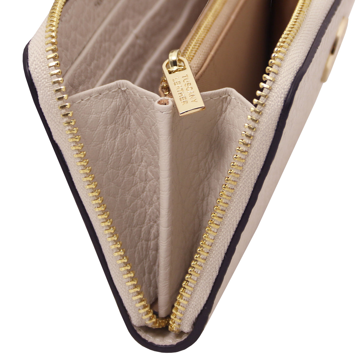 Portefeuille femme FINANCIER zippé en cuir gros grain