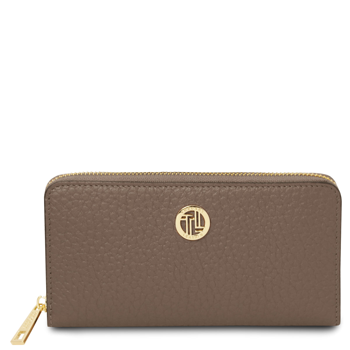 Portefeuille femme FINANCIER zippé en cuir gros grain