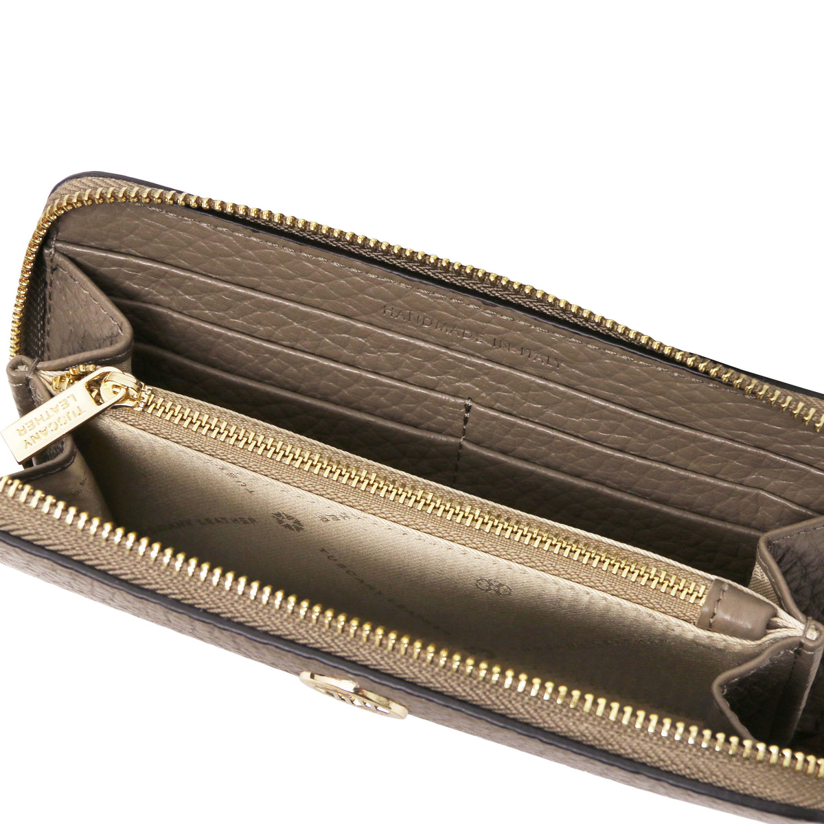 Portefeuille femme FINANCIER zippé en cuir gros grain