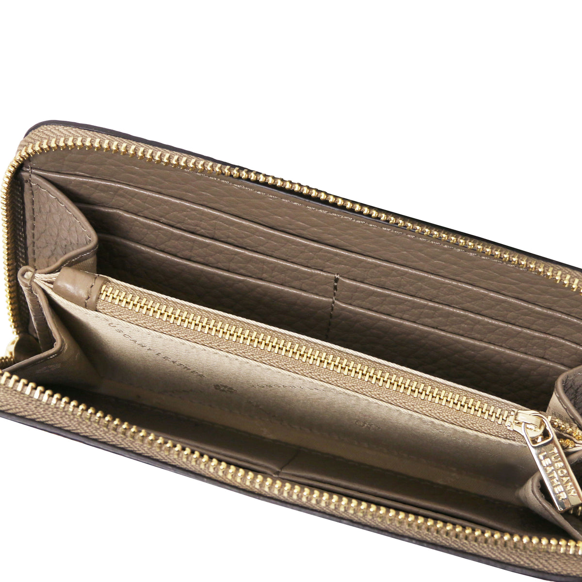 Portefeuille femme FINANCIER zippé en cuir gros grain