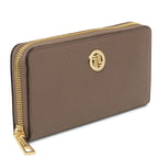 Portefeuille femme FINANCIER zippé en cuir gros grain
