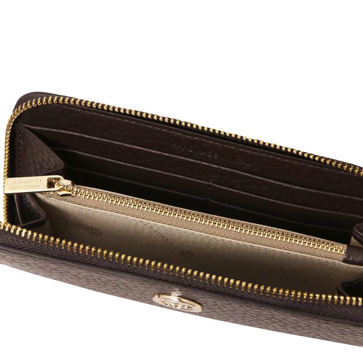 Portefeuille femme FINANCIER zippé en cuir gros grain