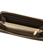 Portefeuille femme FINANCIER zippé en cuir gros grain