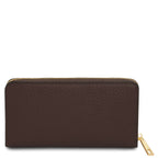 Portefeuille femme FINANCIER zippé en cuir gros grain
