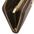 Portefeuille femme FINANCIER zippé en cuir gros grain