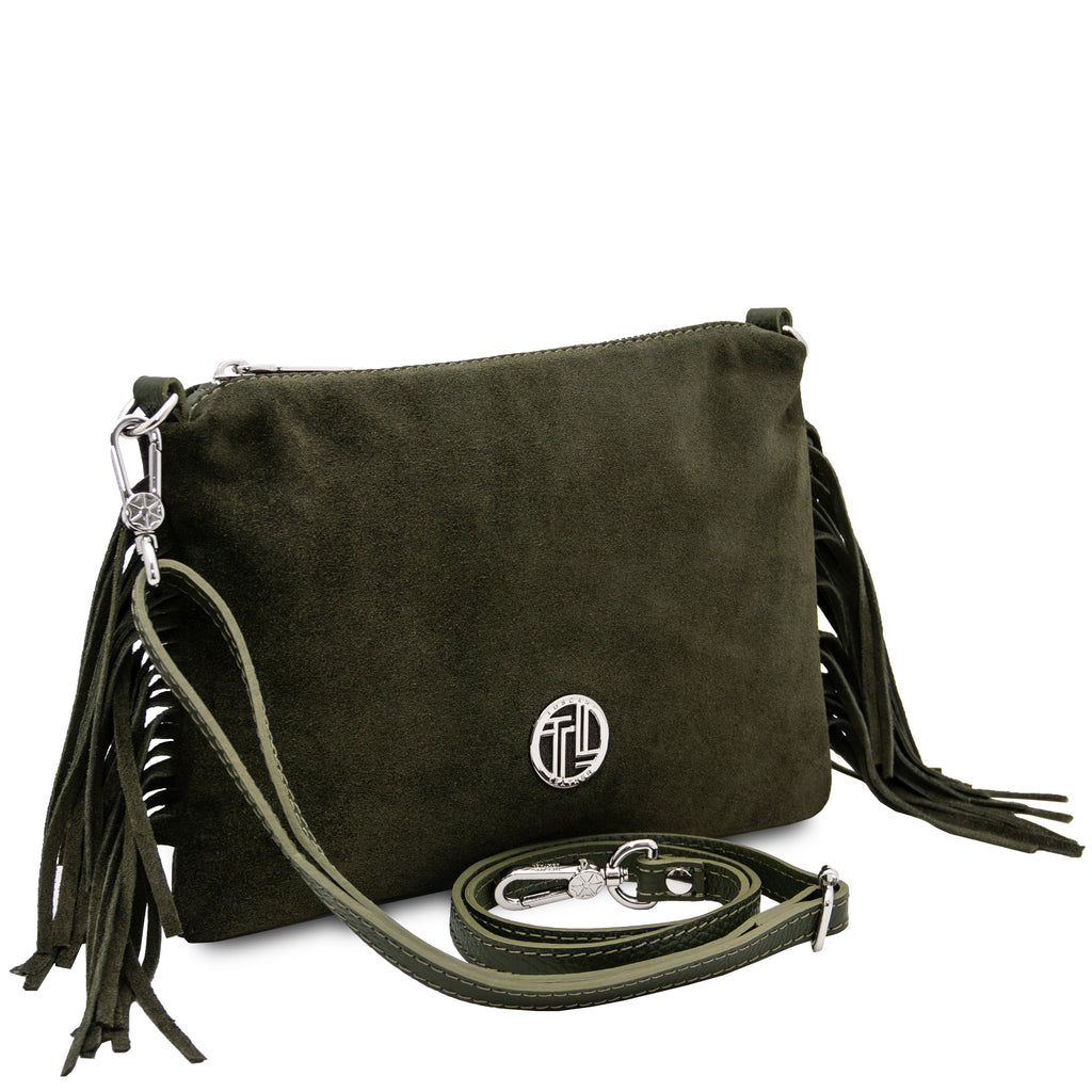 NOMADE — Pochette en cuir suède à franges