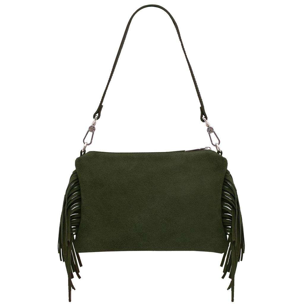 NOMADE — Pochette en cuir suède à franges