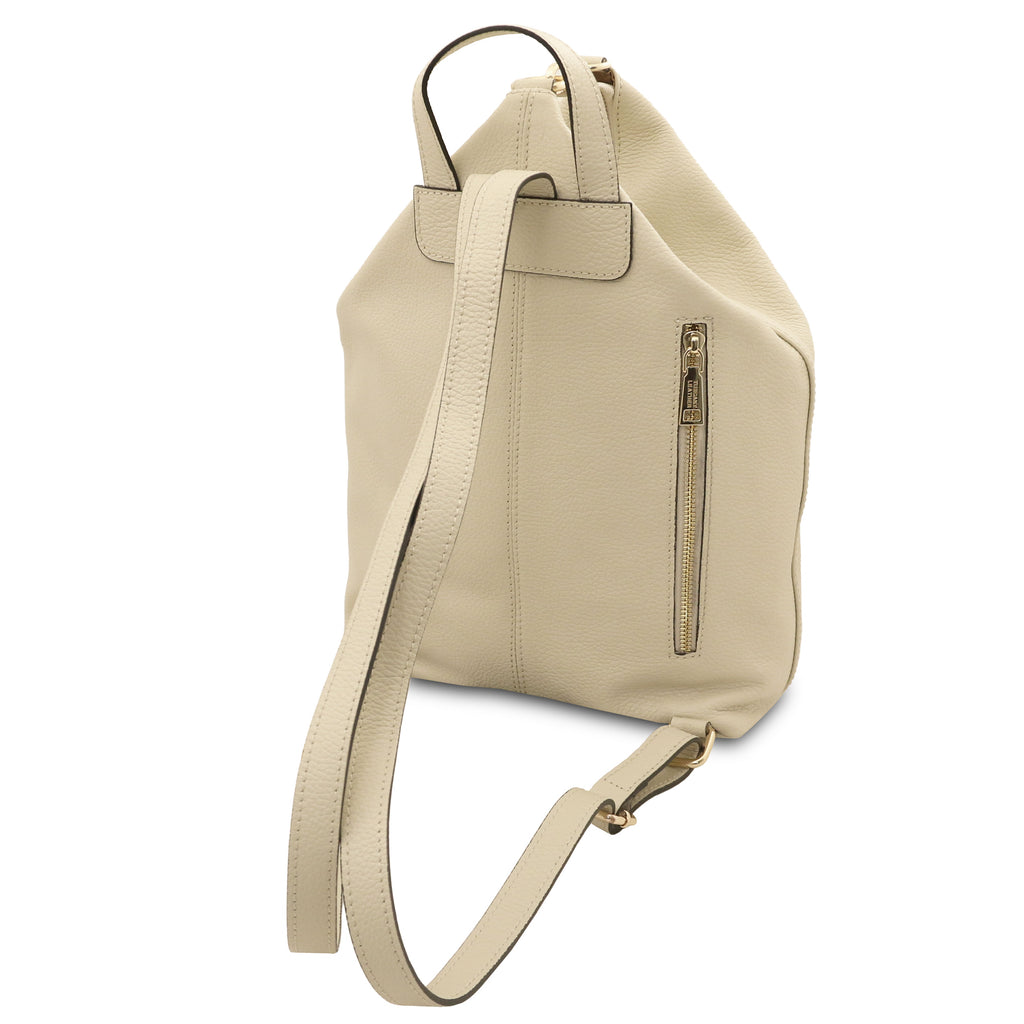 Sac à dos femme DUBLIN souple en cuir véritable grainé