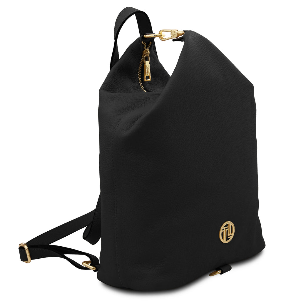 Sac à dos femme DUBLIN souple en cuir véritable grainé