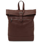 Sac à dos femme LONDON roll-top en cuir véritable grainé vintage