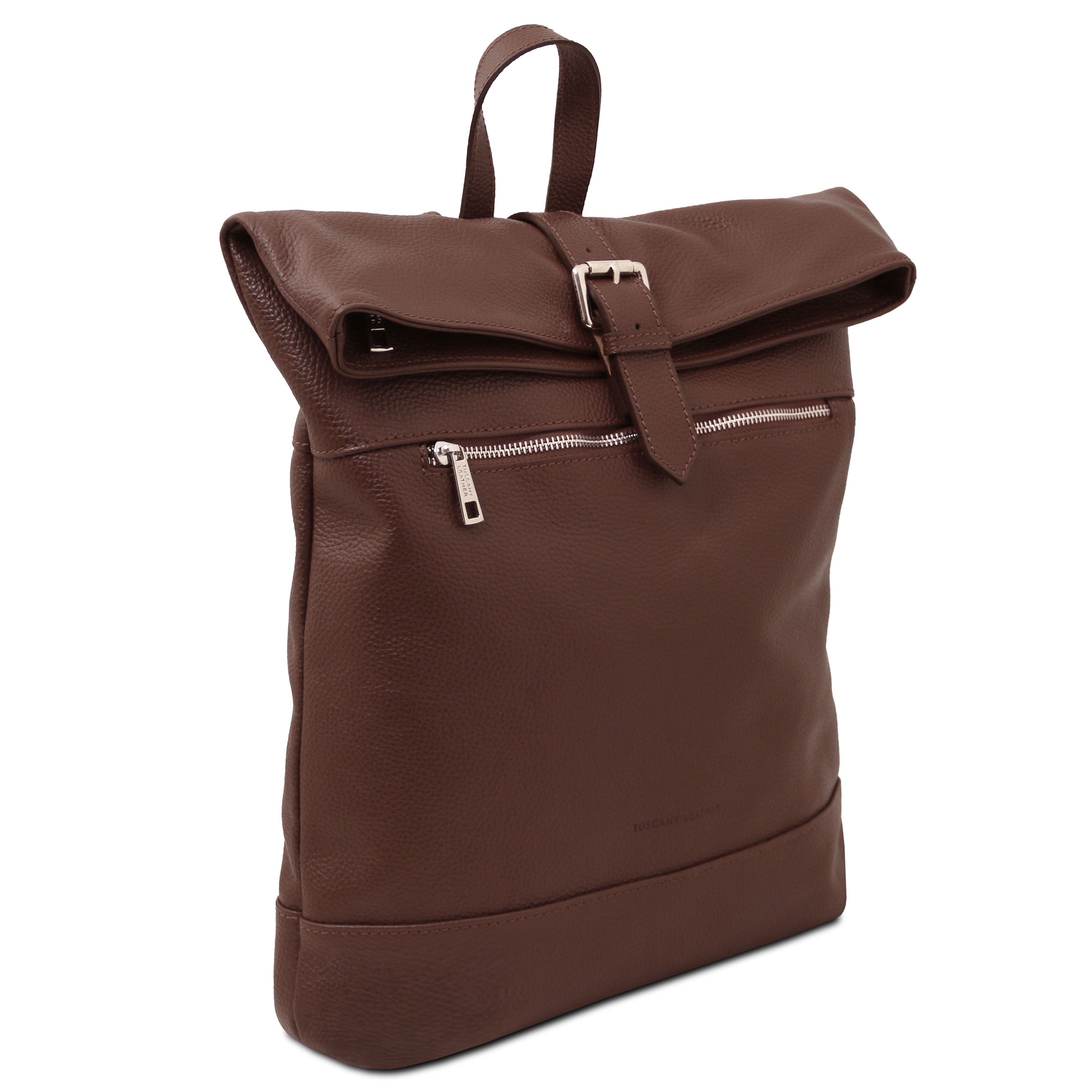 Sac à dos femme LONDON roll-top en cuir véritable grainé vintage Image secondaire du produit