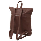 Sac à dos femme LONDON roll-top en cuir véritable grainé vintage