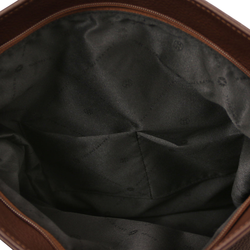Sac à dos femme LONDON roll-top en cuir véritable grainé vintage
