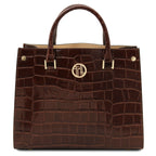 Sac cabas femme CROQUE structuré en cuir véritable effet croco