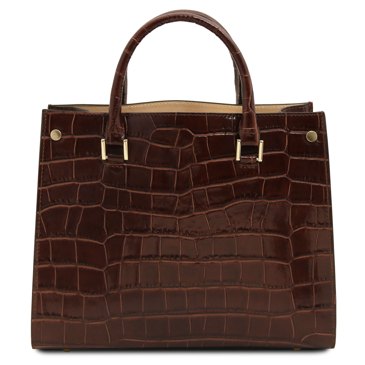 Sac cabas femme CROQUE structuré en cuir véritable effet croco