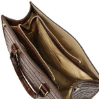Sac cabas femme CROQUE structuré en cuir véritable effet croco