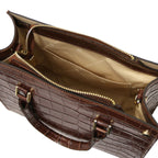 Sac cabas femme CROQUE structuré en cuir véritable effet croco
