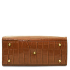 Sac cabas femme CROQUE structuré en cuir véritable effet croco