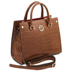 Sac cabas femme CROQUE structuré en cuir véritable effet croco
