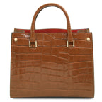 Sac cabas femme CROQUE structuré en cuir véritable effet croco