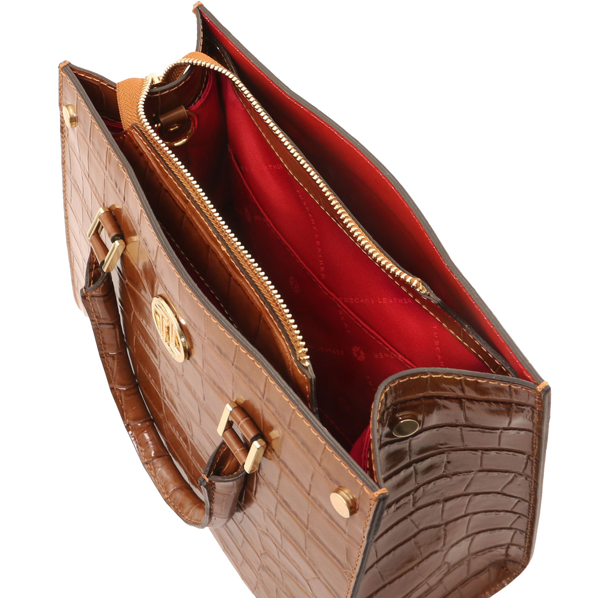 Sac cabas femme CROQUE structuré en cuir véritable effet croco