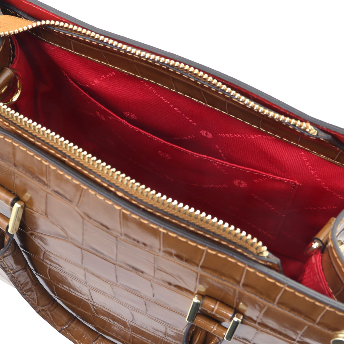 Sac cabas femme CROQUE structuré en cuir véritable effet croco