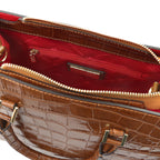 Sac cabas femme CROQUE structuré en cuir véritable effet croco