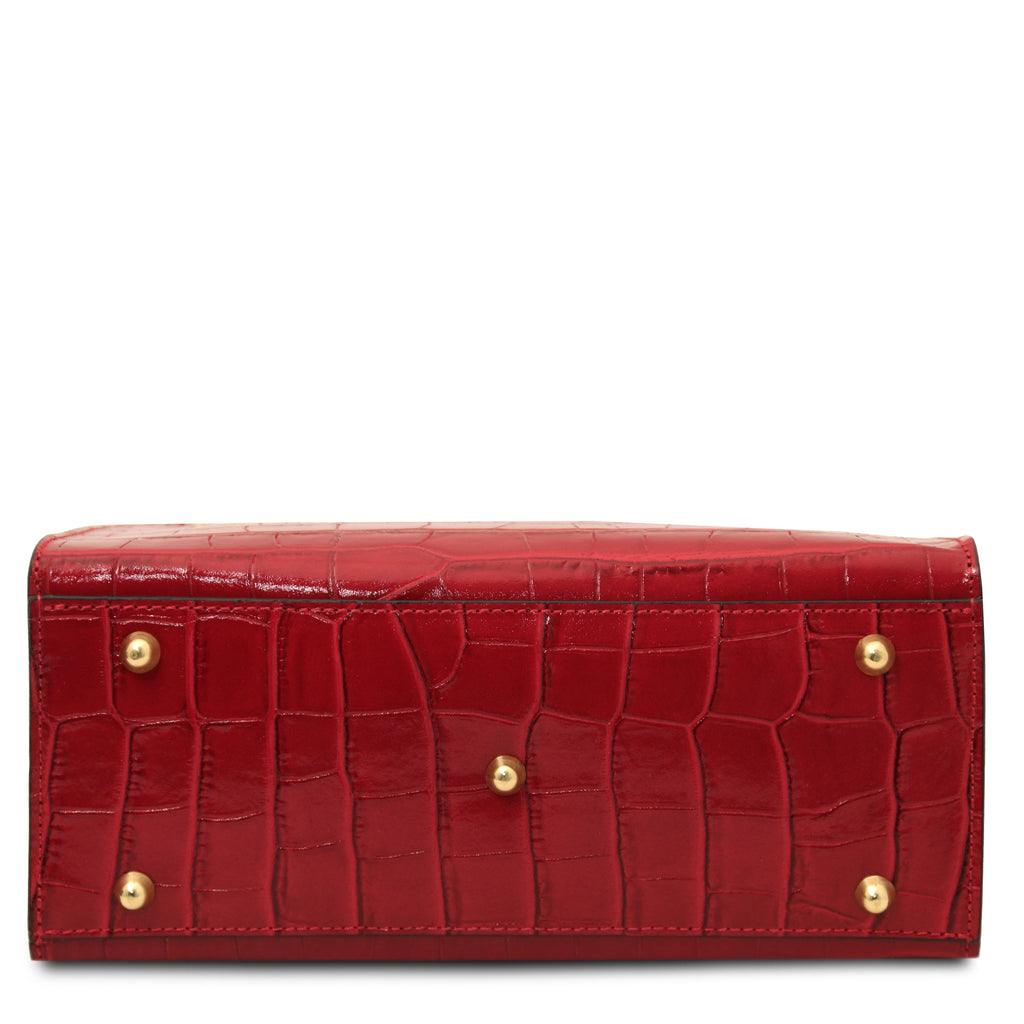 Sac cabas femme CROQUE structuré en cuir véritable effet croco