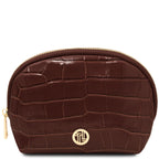 Trousse de toilette femme VERA en cuir effet croco