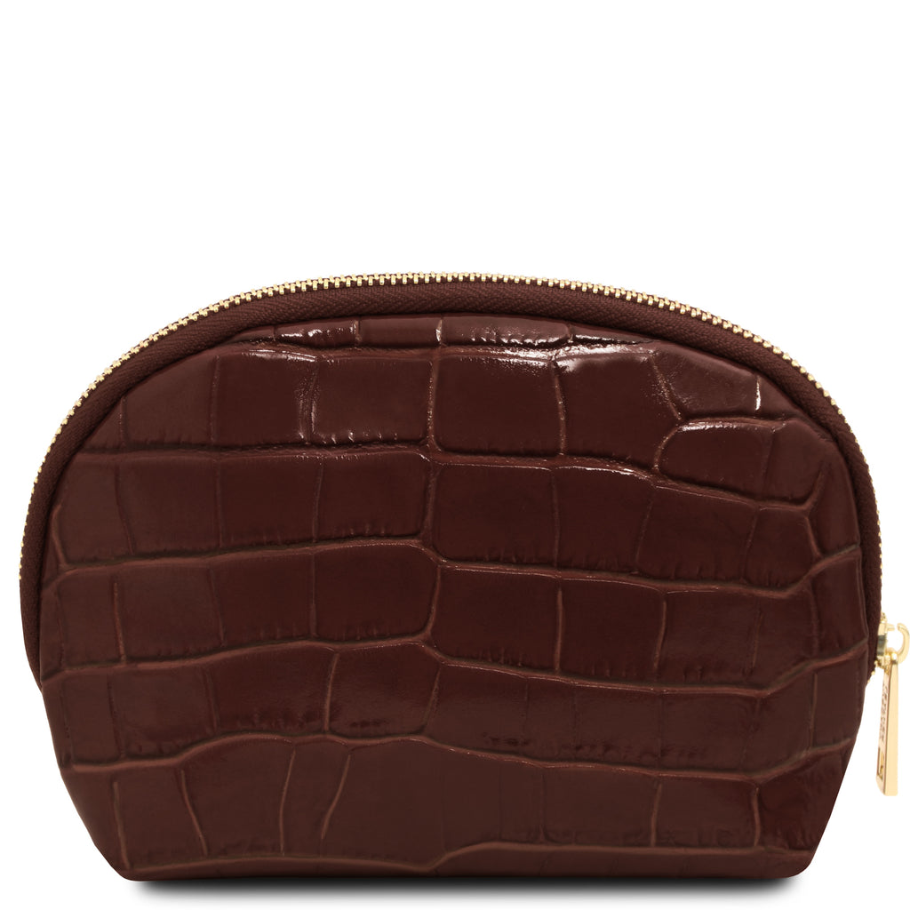 Trousse de toilette femme VERA en cuir effet croco