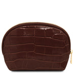 Trousse de toilette femme VERA en cuir effet croco