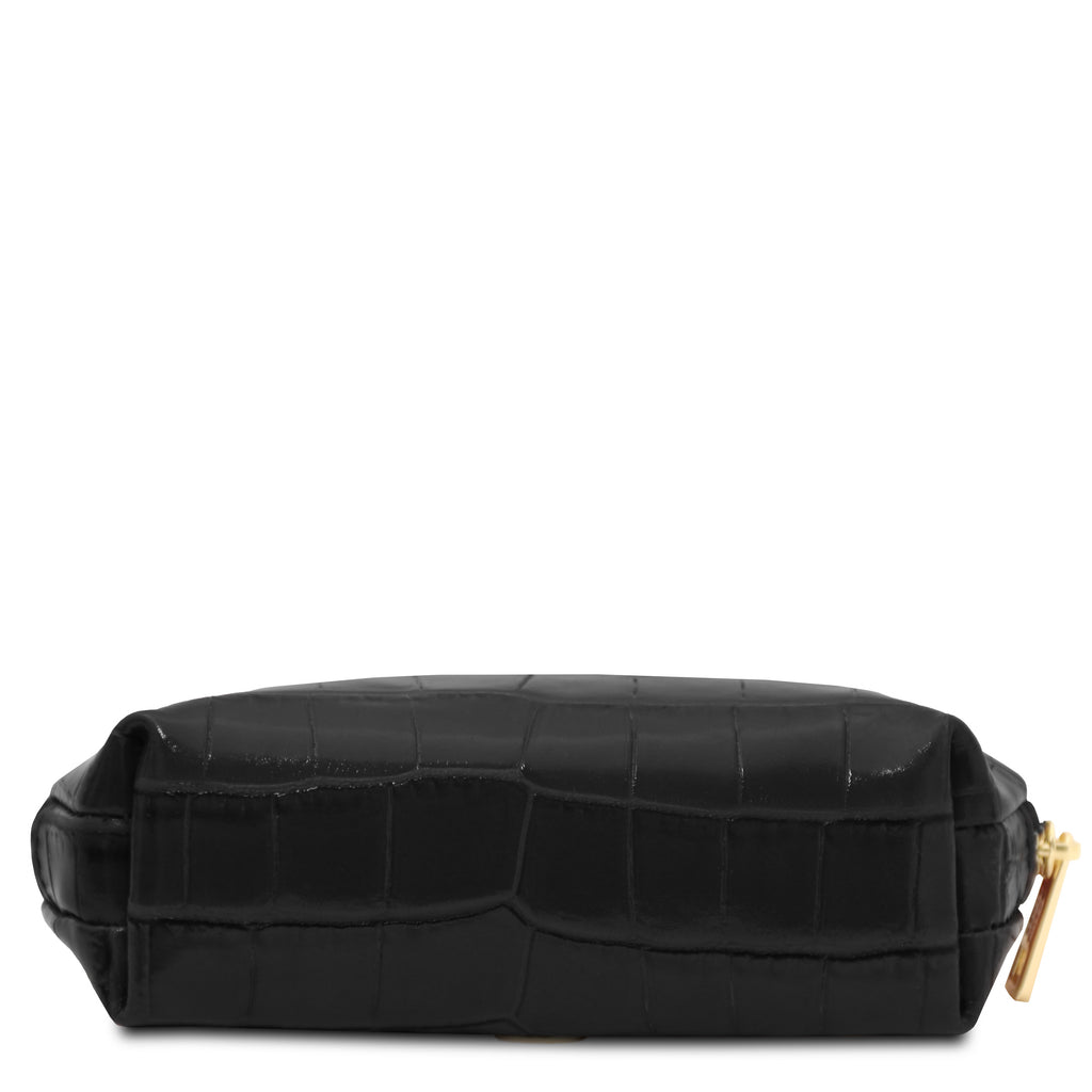 Trousse de toilette femme VERA en cuir effet croco
